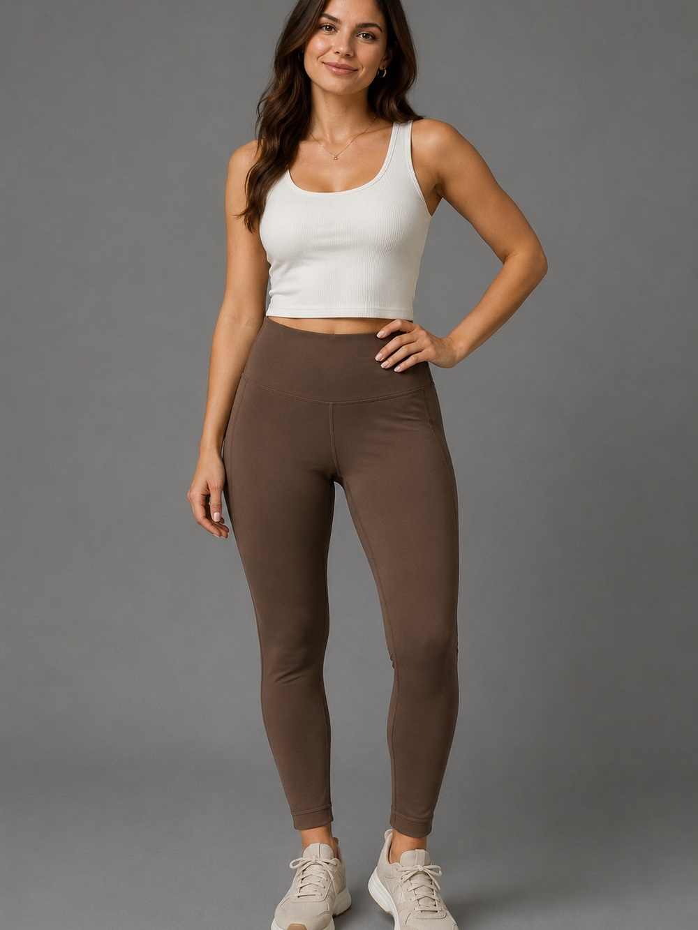 HeyNuts Brown High Waisted Yoga Leggings Women’s Medium(8-10)Stretch Activewear